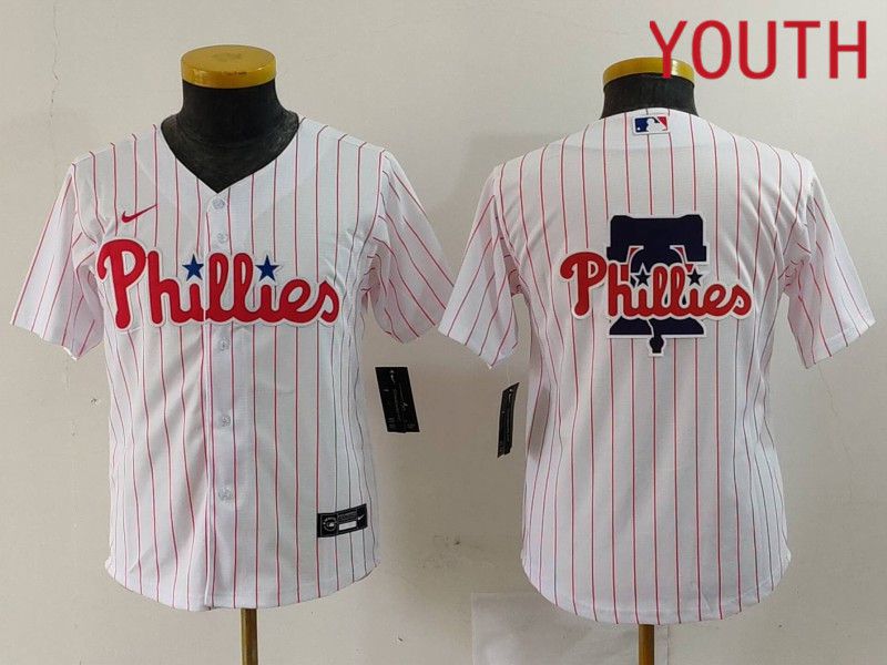 Youth Philadelphia Phillies Blank White stripe Nike Game 2024 MLB Jersey style 5->youth mlb jersey->Youth Jersey